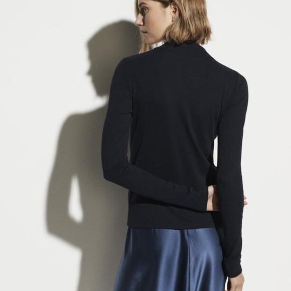 NWT Vince Long sleeve Half Zip Mock Neck Pullover in Coastal. Size small. - Picture 4 of 9